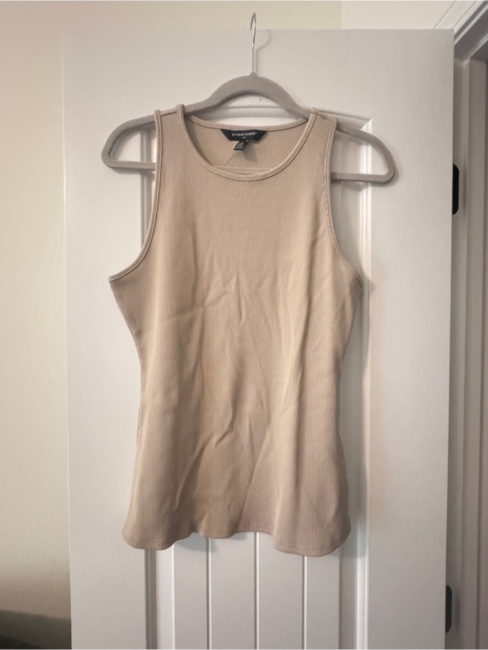 White House Black Market Beige Ribbed Tank Top
